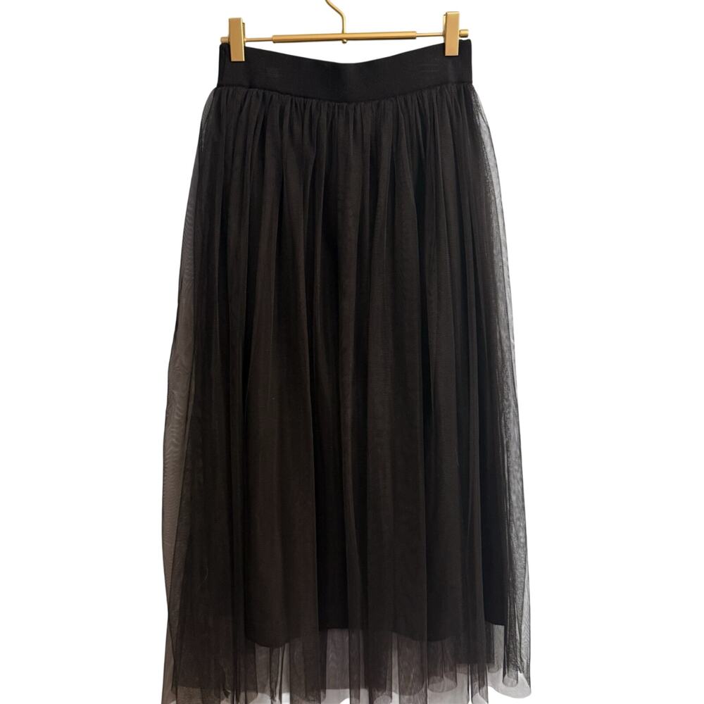 Autumn Cashmere Gathered Tulle Midi Skirt Black Womens Size Small - Picture 3 of 8